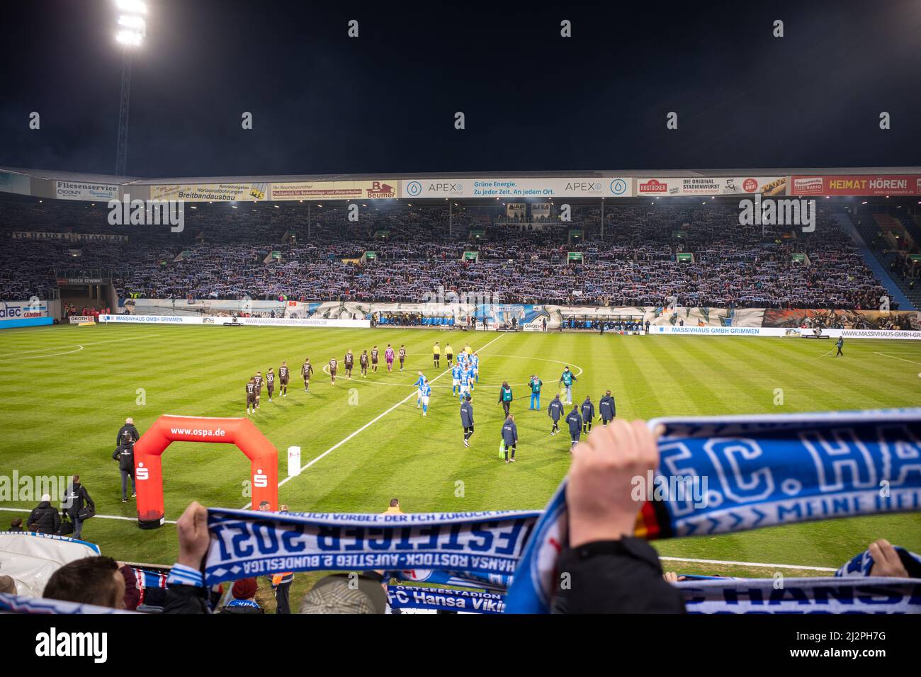 The football match of Hansa Rostock against St. Pauli in Rostock