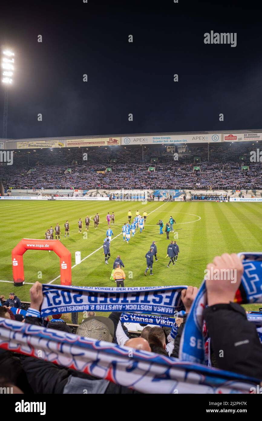 The football match of Hansa Rostock against St. Pauli in Rostock