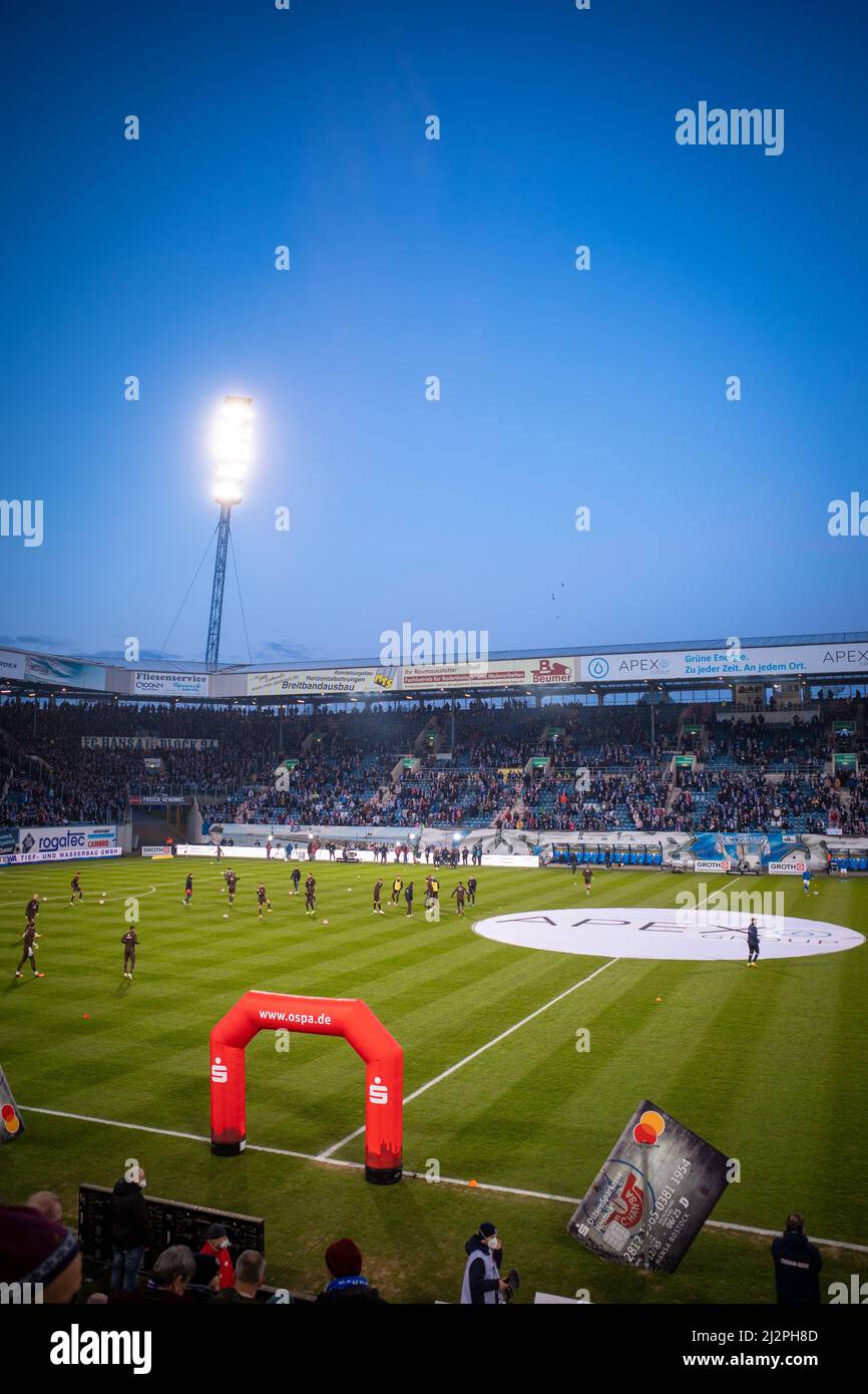 in the football stadium of FC Hansa Rostock a few minutes before