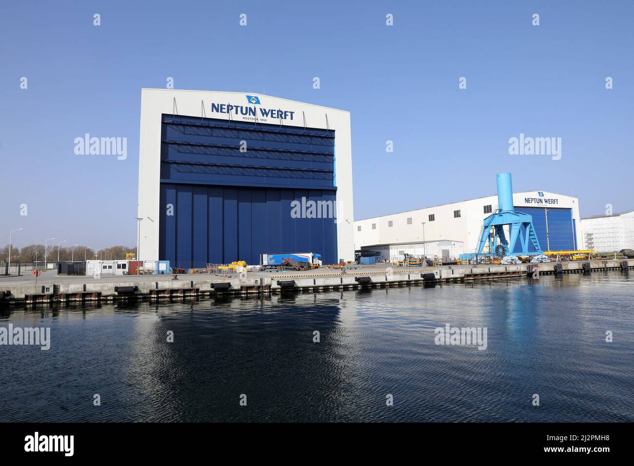Rostock, Germany. 25th Mar, 2022. The shipbuilding halls of the Neptun