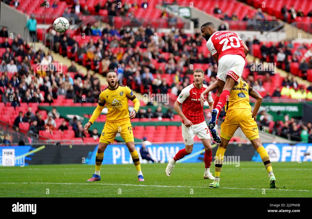 Rotherham United's Michael Ihiekwe scores their side's fourth goal of ...