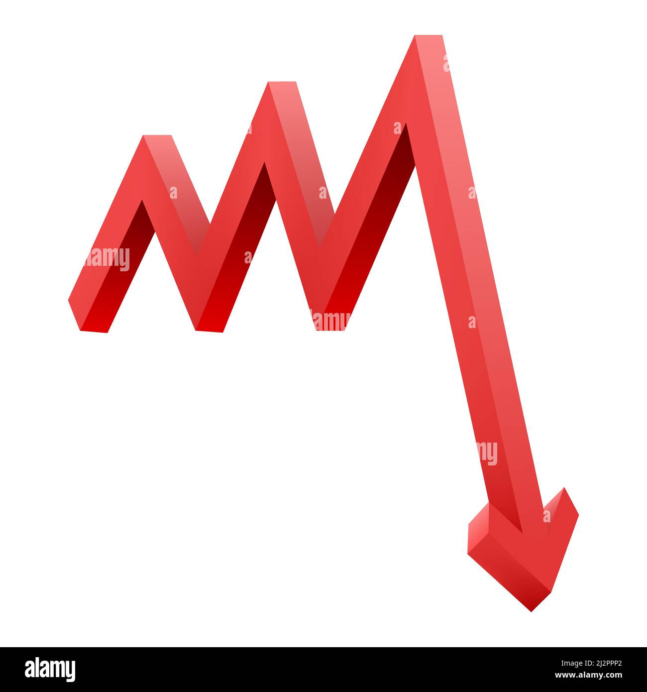 Red arrow pointing downwards showing crisis. Graph chart down icon ...