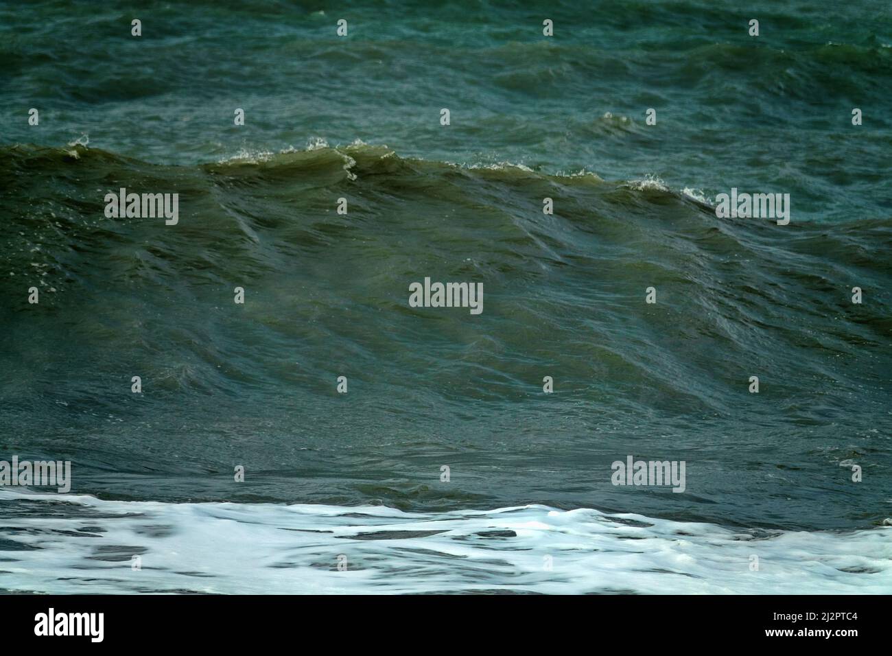 A seven-point storm happens every ten years. Cataclysms and weather phenomena at sea, storms and hurricane in autumn Stock Photo