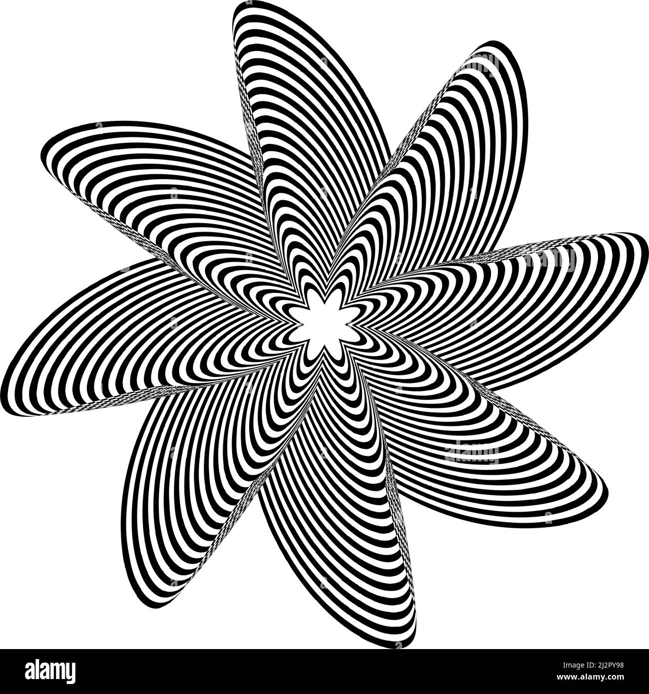 Op-art, optical, visual art vector element. Black and white abstract
