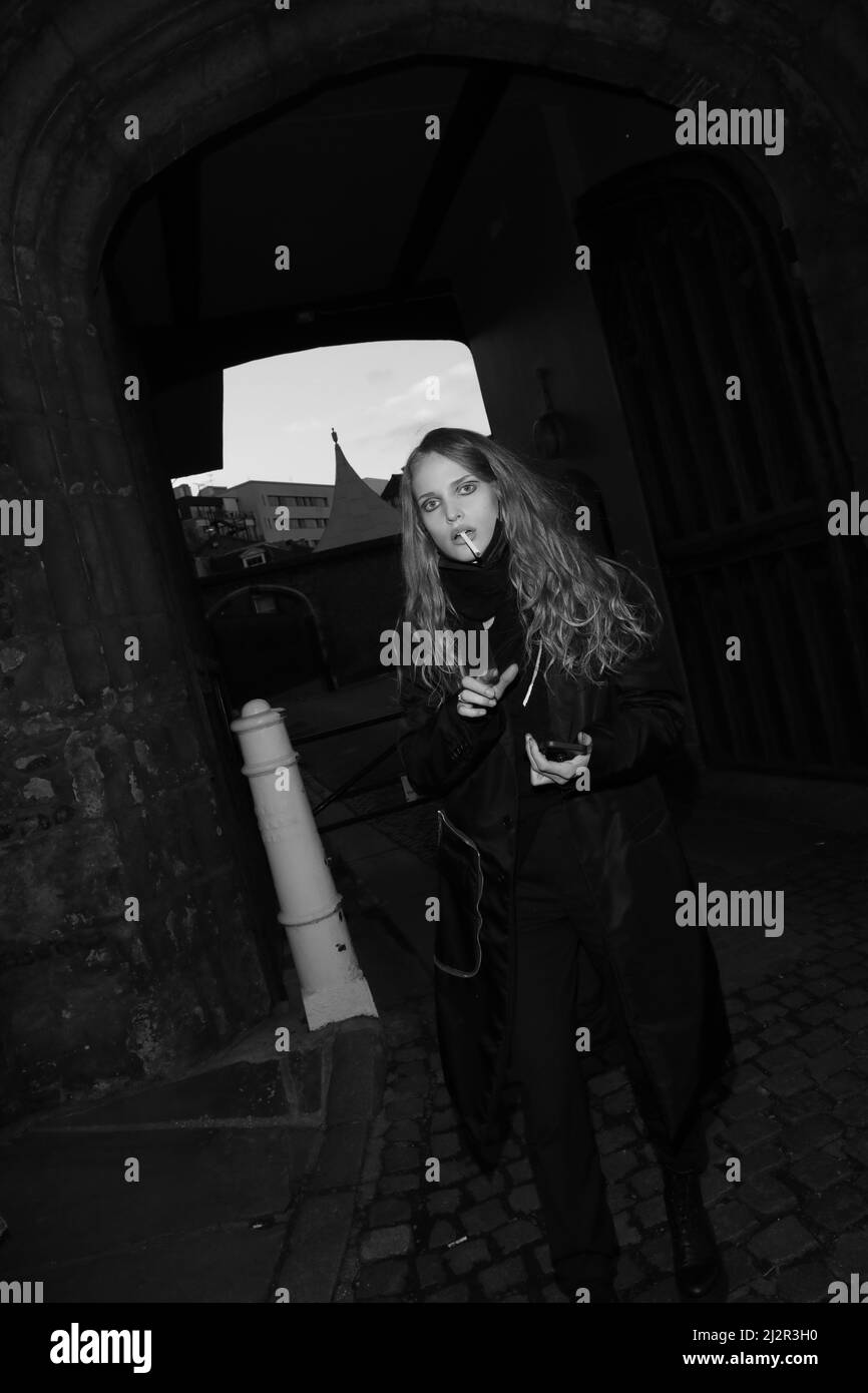 Model seen outside of Paul & Joe show during London Fashion Week Stock