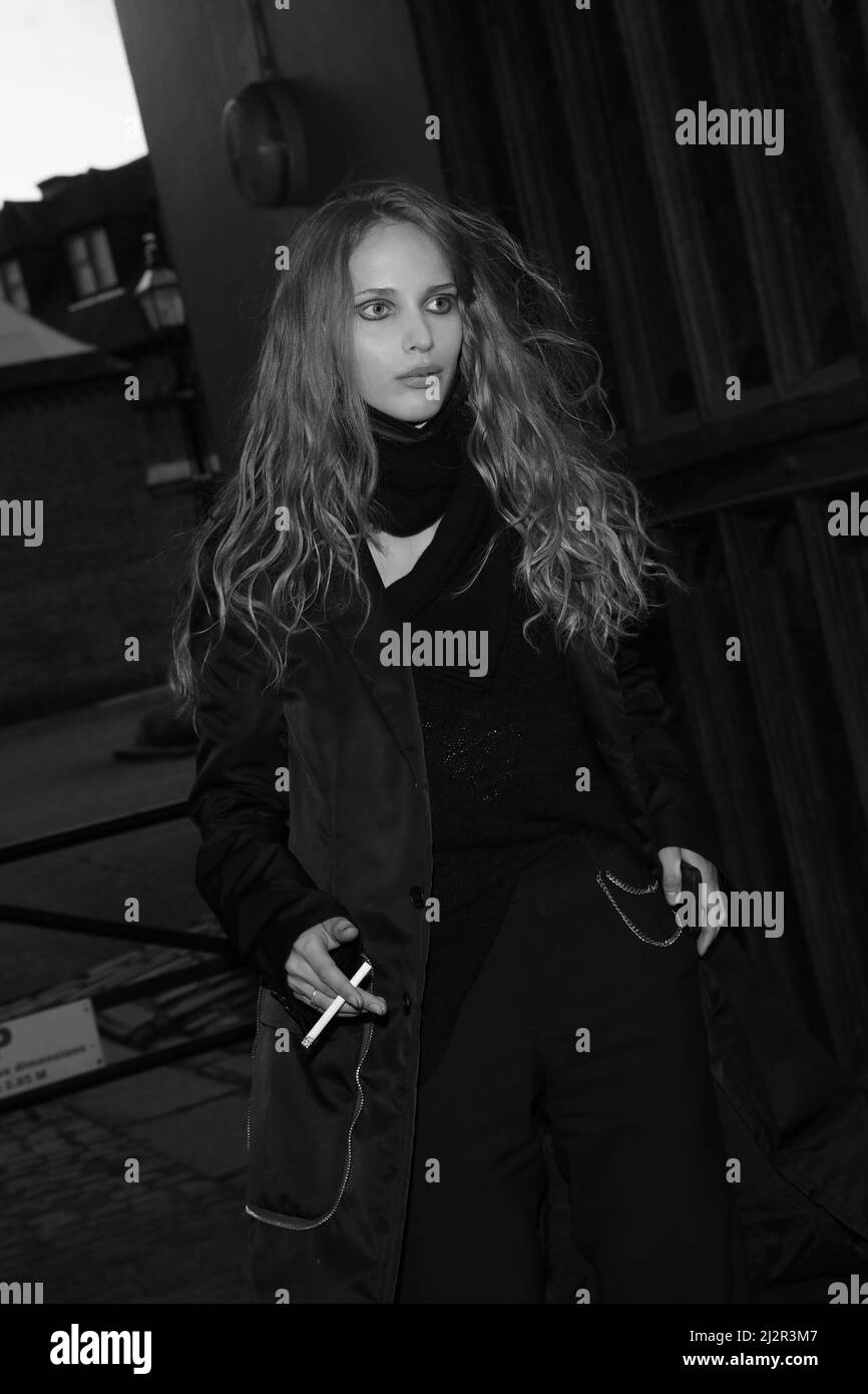 Model seen outside of Paul & Joe show during London Fashion Week Stock
