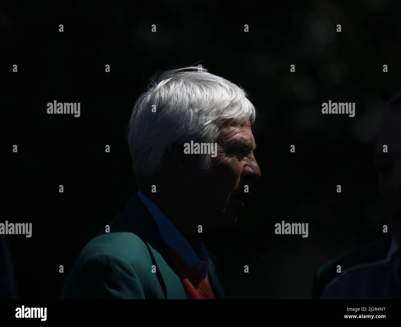 Augusta, United States. 03rd Apr, 2022. Ben Crenshaw wears his green jacket while he waits to hand out awards for winners in the Drive, Chip and Putt National Finals at Augusta National Golf Club in Augusta, Georgia on Sunday, April 3, 2022. Photo by John Angelillo/UPI Credit: UPI/Alamy Live News Stock Photo