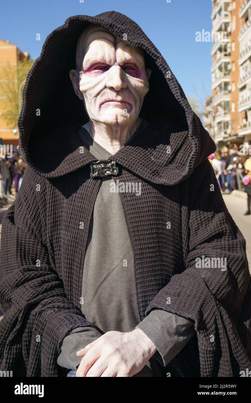 Palpatine during a parade inspired by Star Wars characters at an event  called Galaxy Day in Madrid. Madrid hosts a parade with Imperial troops  inspired by the 501st Legion from Star Wars,