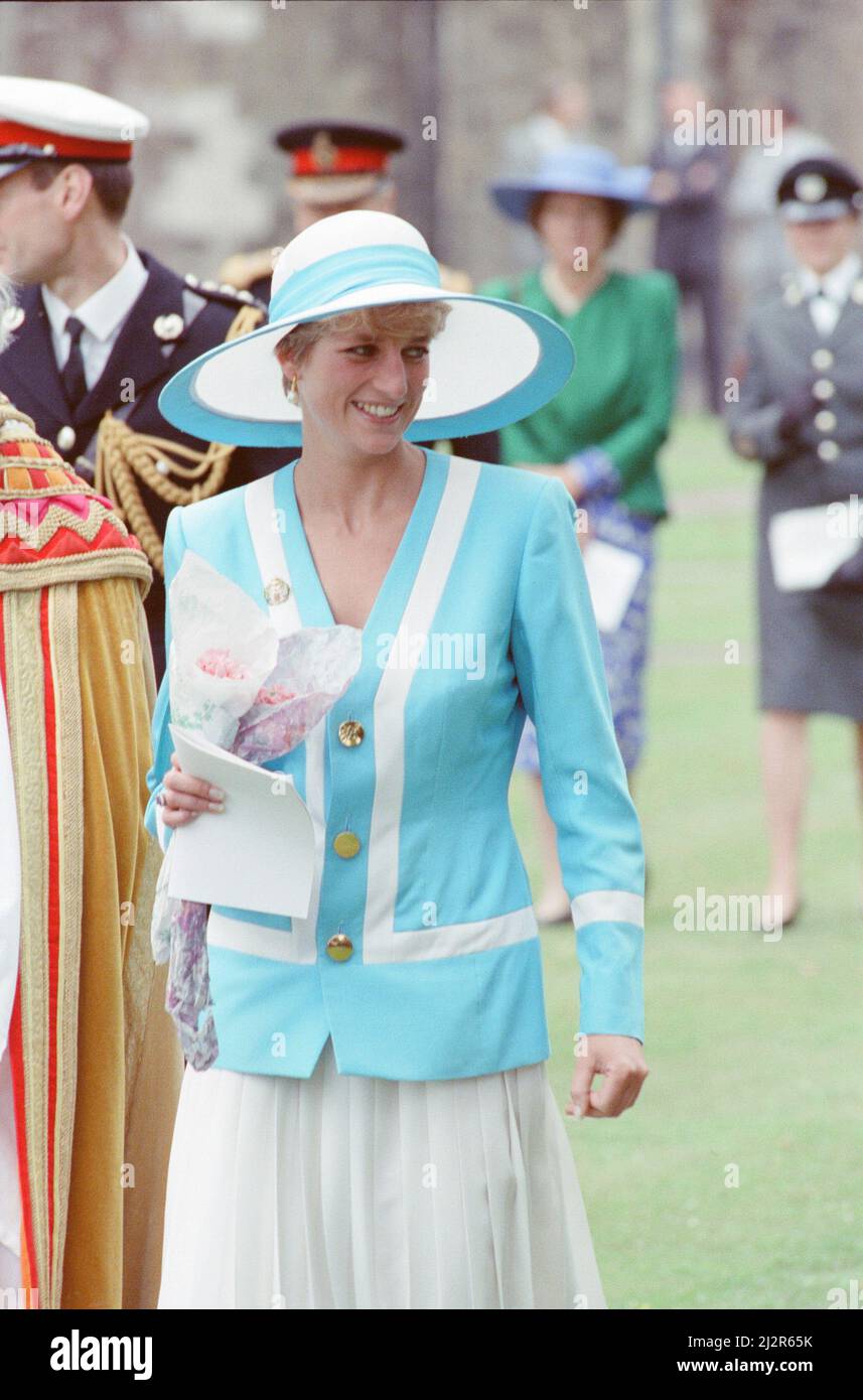 HRH The Princess of Wales, Princess Diana, visits Winchester Cathedral in Hampshire.Today is the