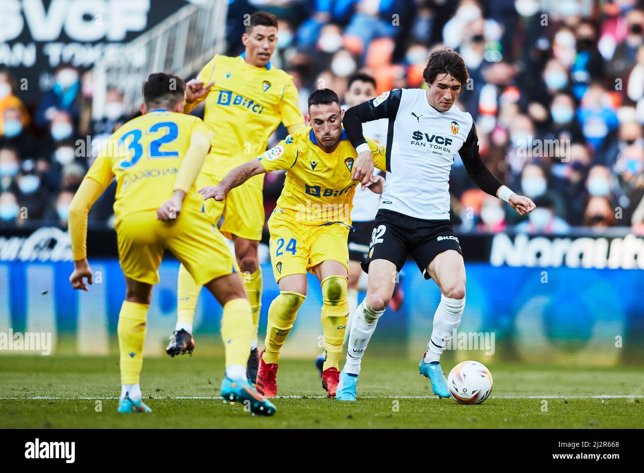 03 April 2022; Mestalla Stadium, Valencia, Spain; La Liga football