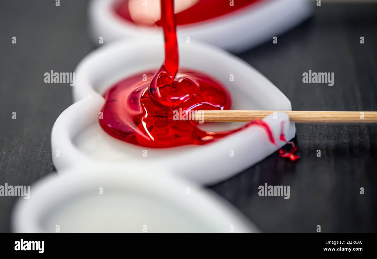Closeup, the process of making lollipops from natural ingredients