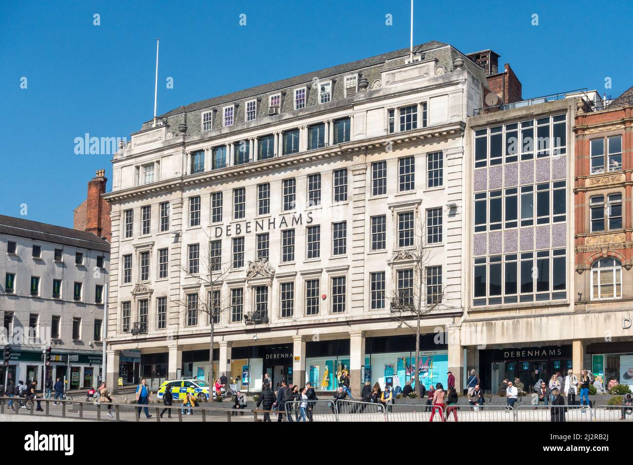 Old Debenhams Department store building (closed in May 2021) in Old Market Square, Nottingham, England, UK Stock Photo