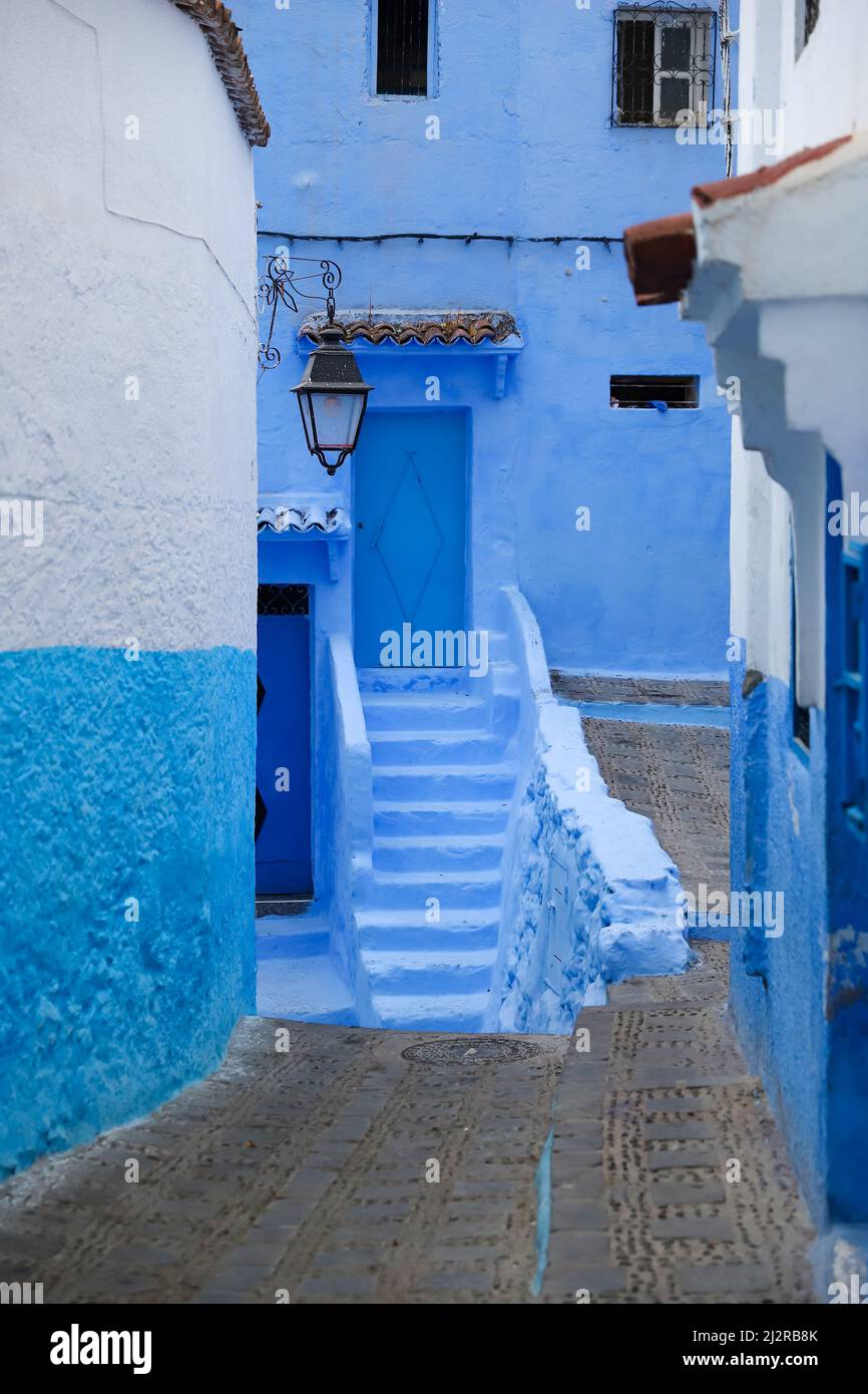 A Street in Blue Chefchaouen City, Morocco Stock Photo Alamy