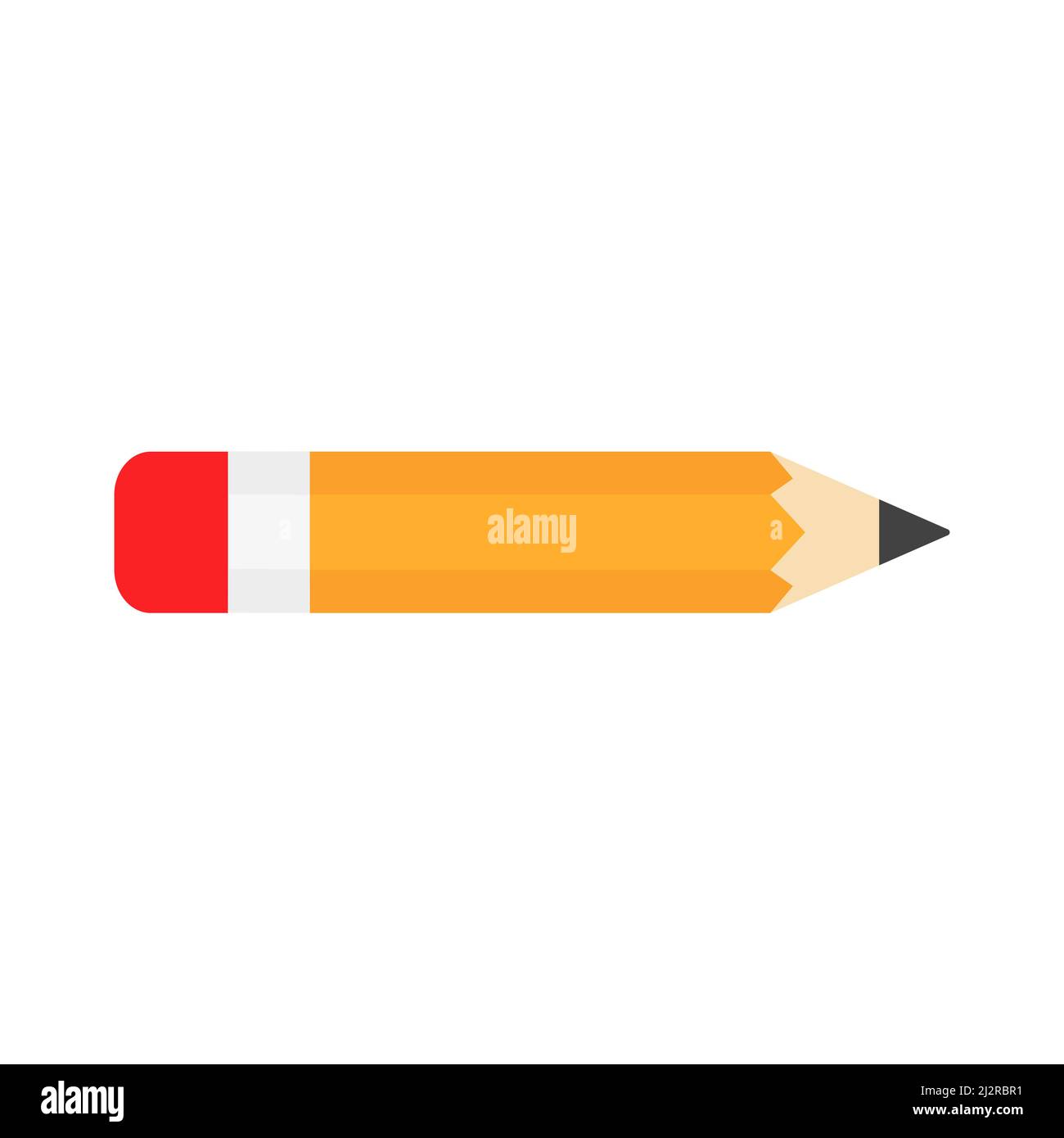 Pencil with red rubber. Education element. Vector isolated on white background. Stock Vector