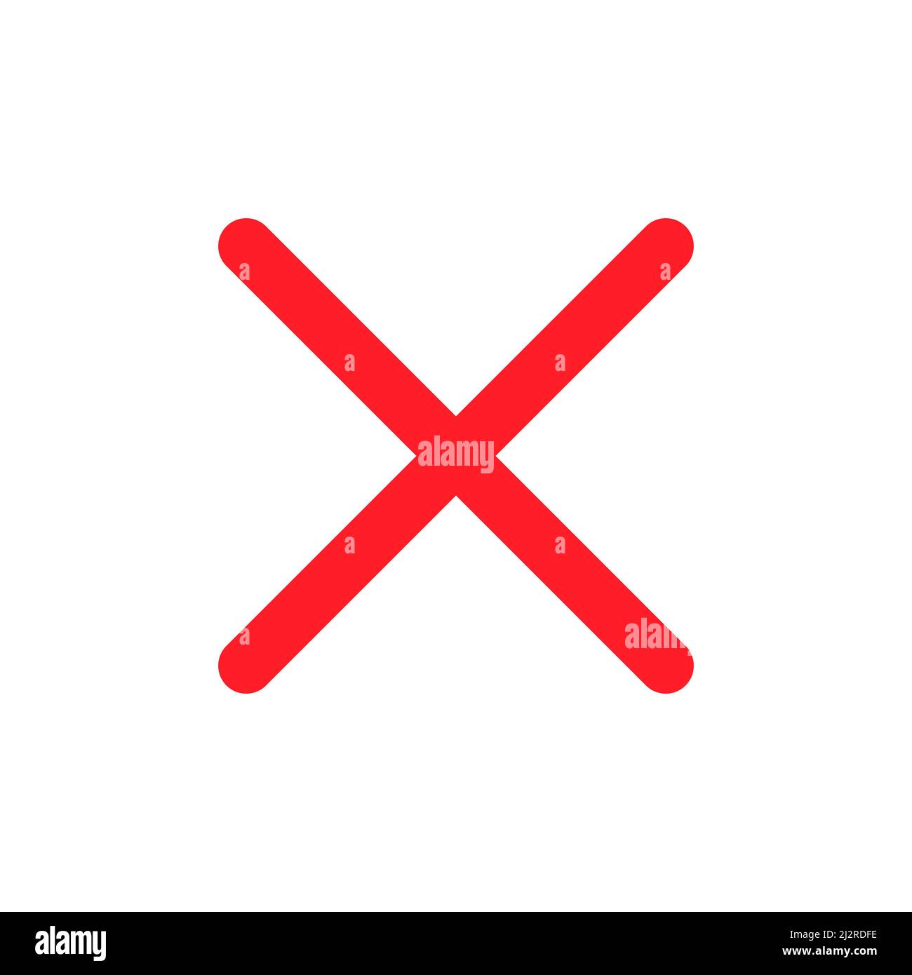 Wrong red icon. No sign. Cross symbol. X rejected button. Vector isolated on white. Stock Vector