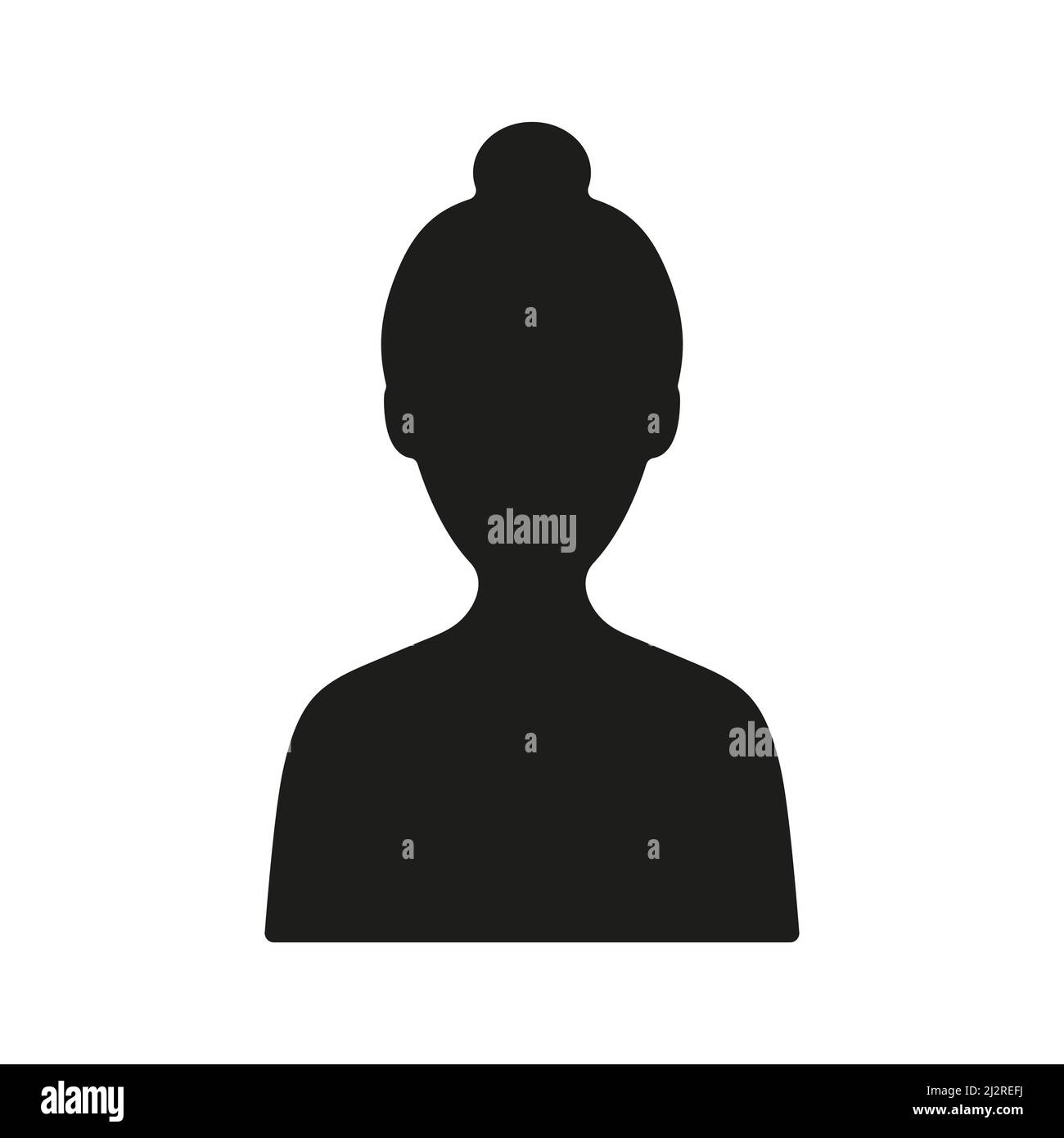 Women head silhouette. Human black avatar. Girl profile. Vector isolated on white Stock Vector