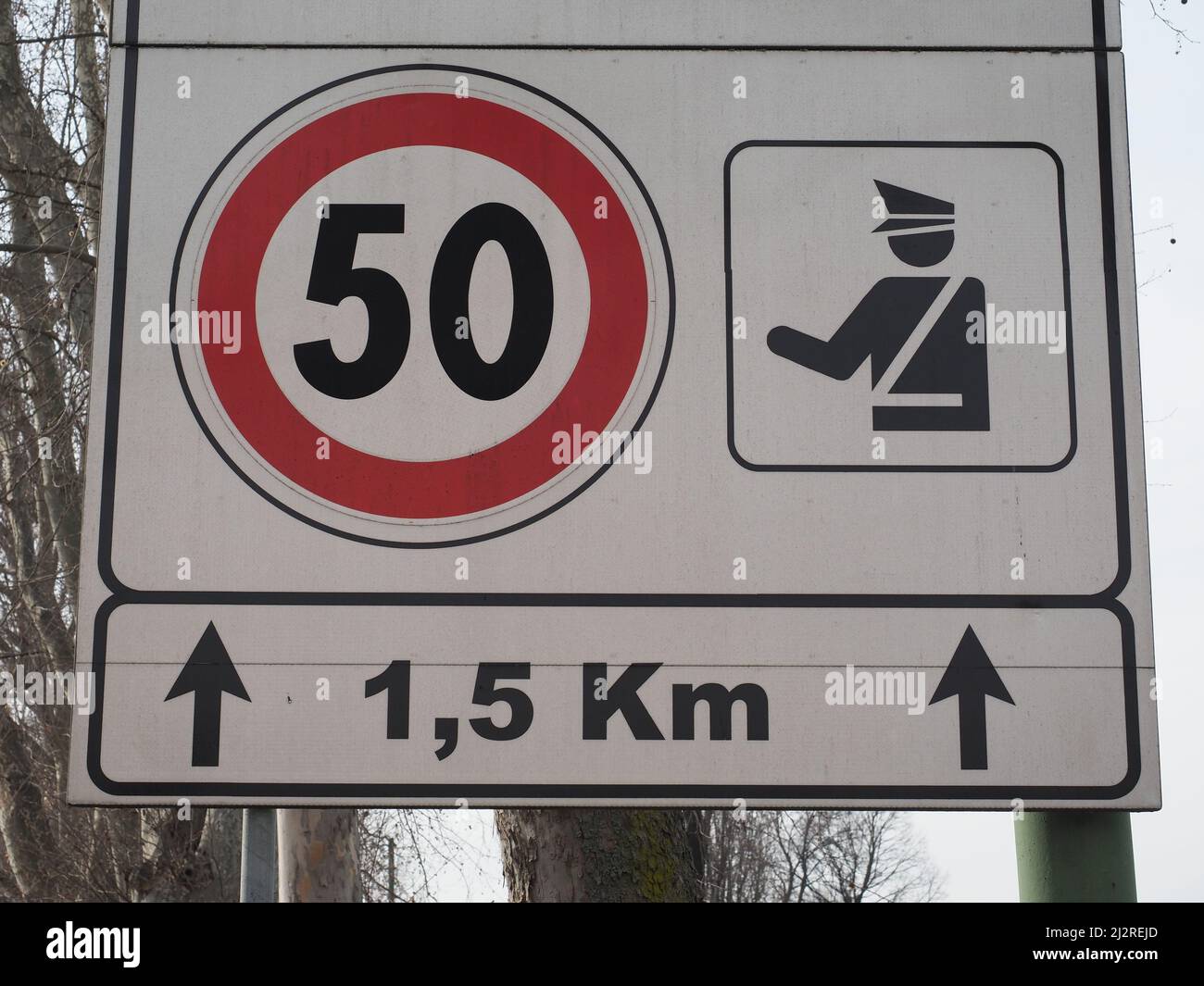 Speed limit and electronic speed check sign Stock Photo Alamy