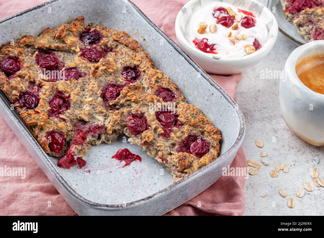 Baked Oatmeal with berry Healthy breakfast with Oatmeal and cherry Stock Photo Alamy