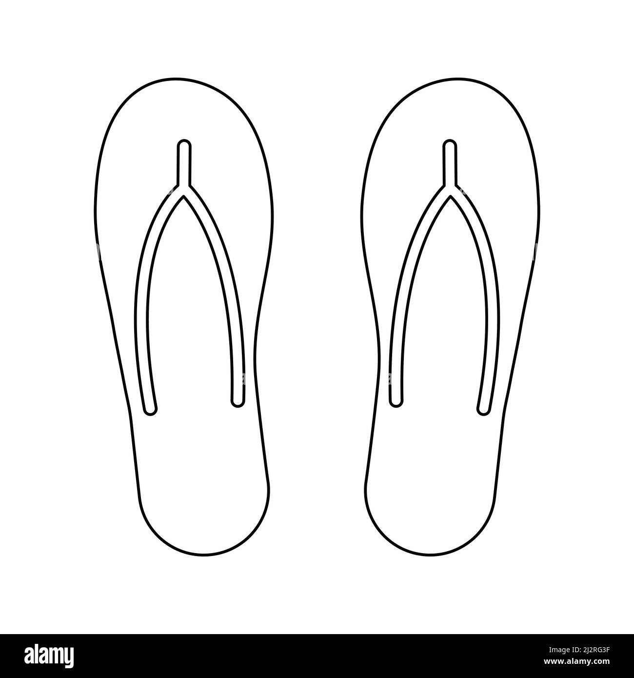 Slippers line icon. Summer outline shoes. Beach slipper sign. Vector isolated on white. Stock Vector