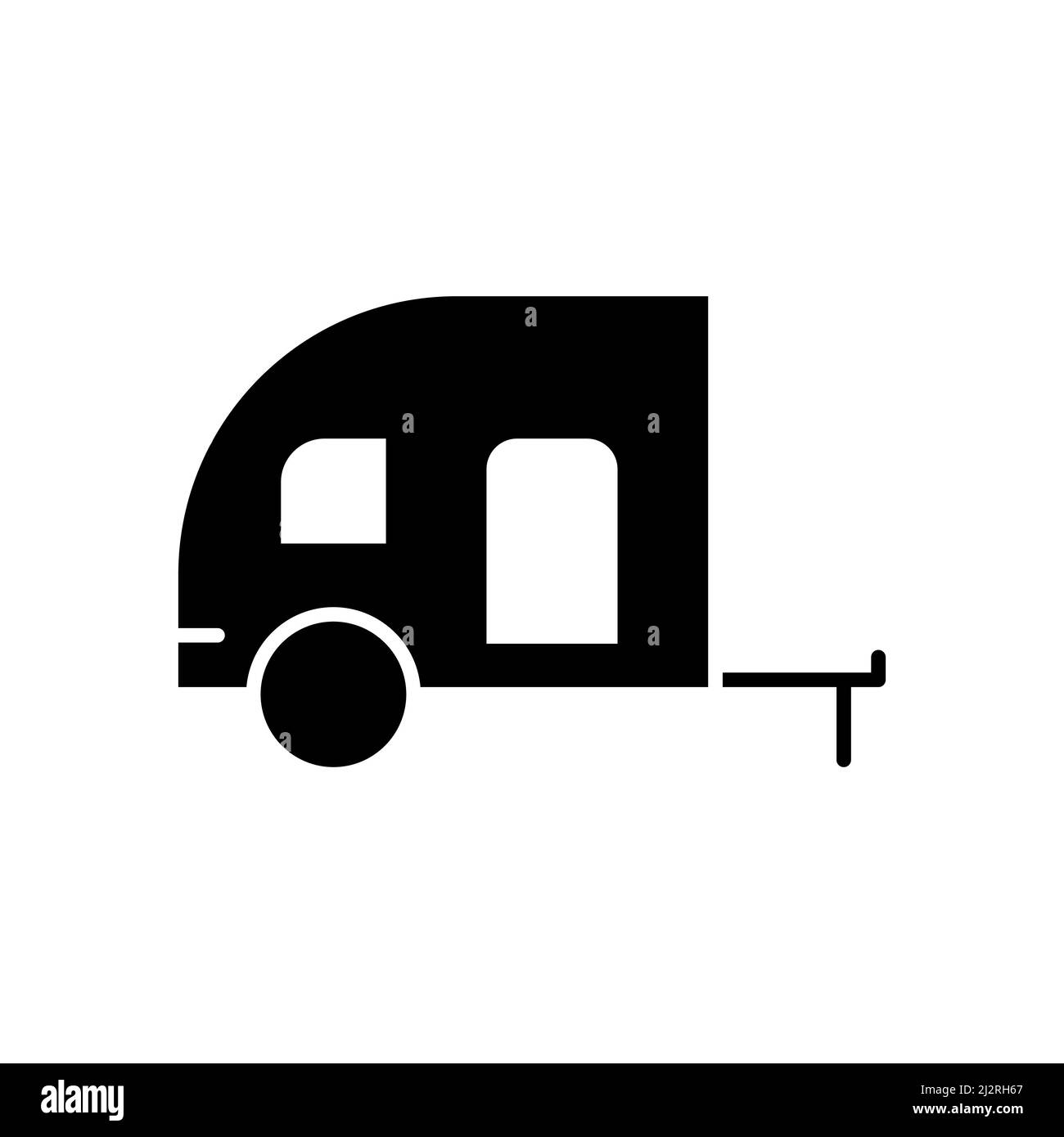 Camper van black icon. Travel car silhouette symbol. Automobile house sign. Stock Vector