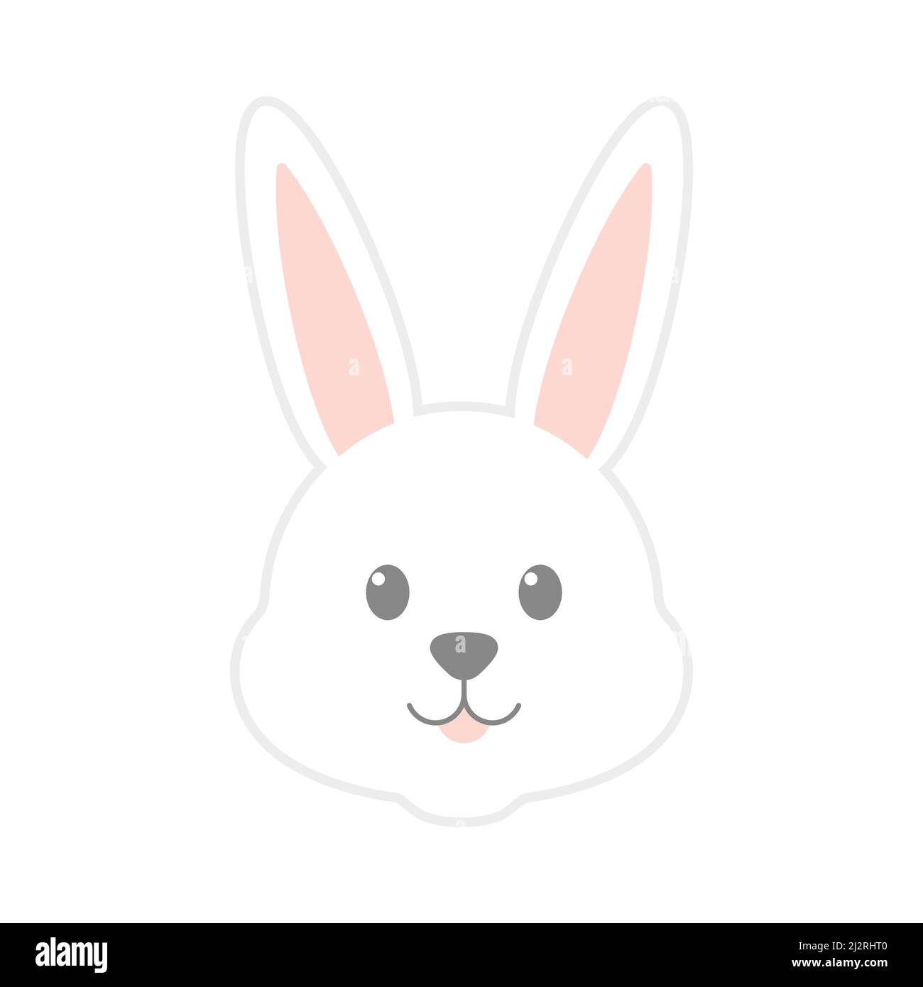 White cute rabbit. Bunny character. Animal happy head. Vector isolated on white. Stock Vector