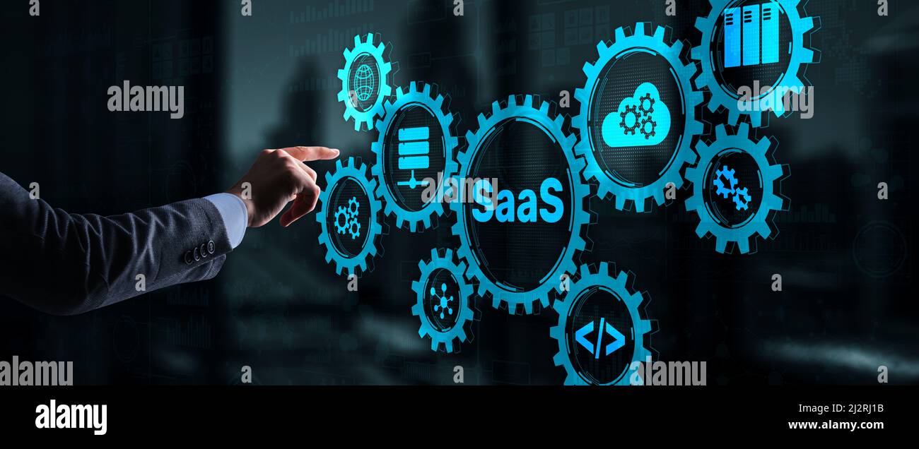 SaaS, Software as a Service. Internet and networking Technology concept. Stock Photo