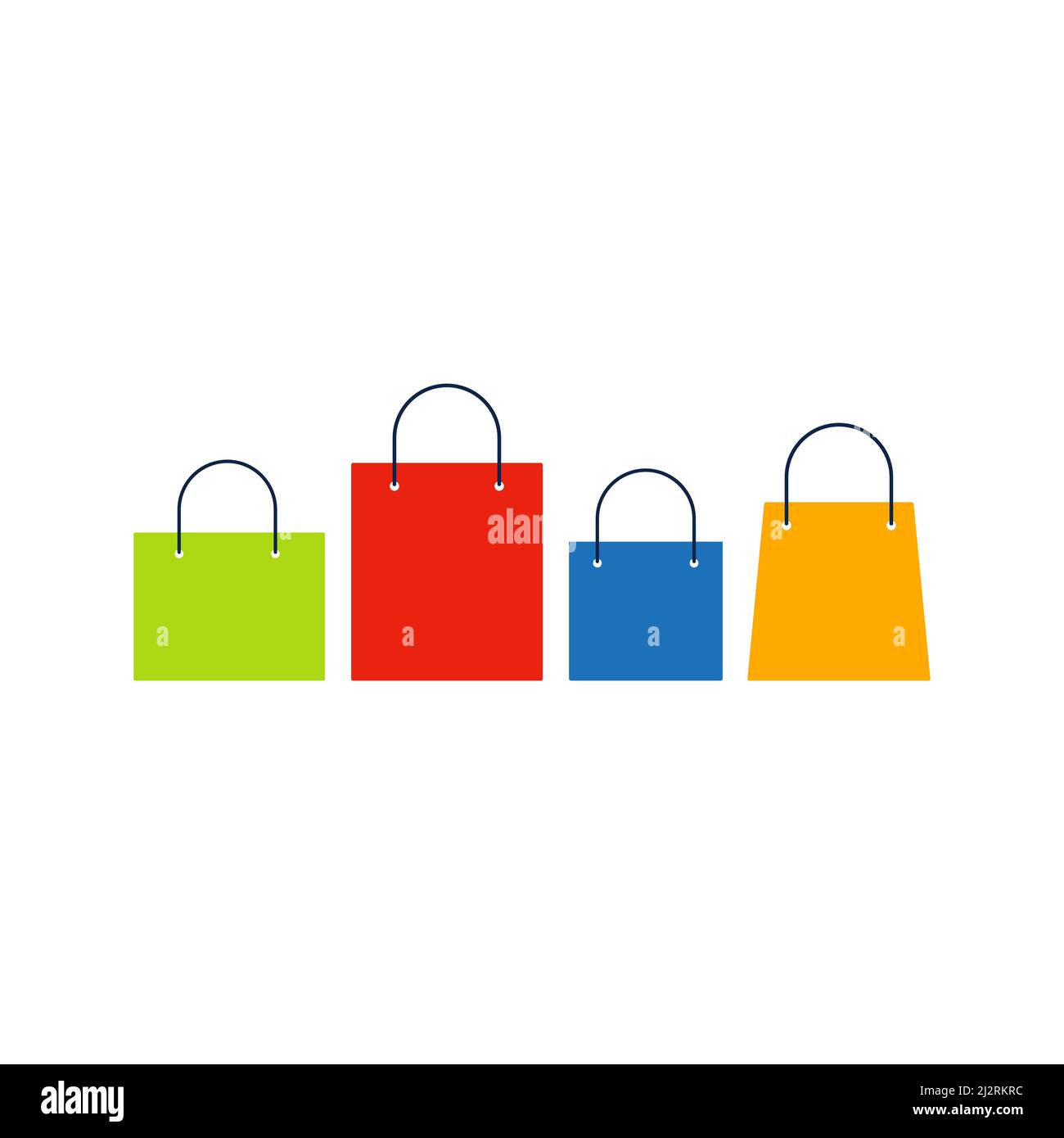 Package for purchases set. Shopping bags colorful collection. Vector isolated on white Stock Vector