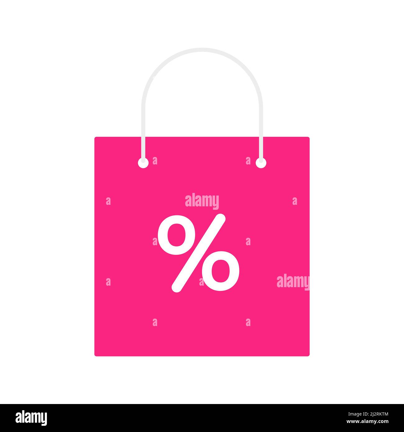 Package for purchases. Shopping bag with percent sign. Vector isolated on white Stock Vector