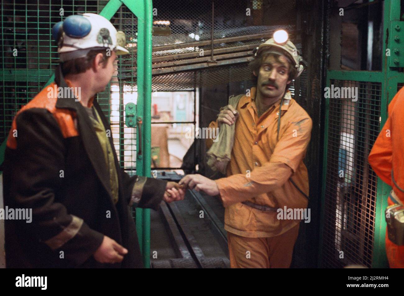 The last shift at Cotgrave Colliery, returns to the surface. Circa 1992 ...