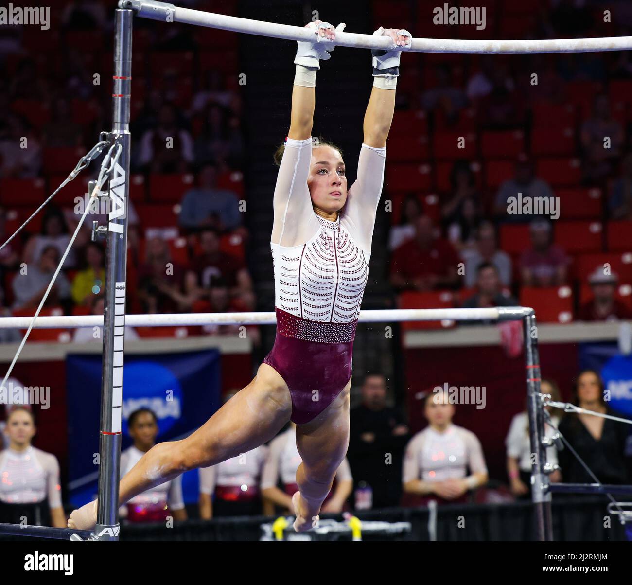 Norman, OK, USA. 2nd Apr, 2022. Oklahoma's Audrey Davis performs on the ...