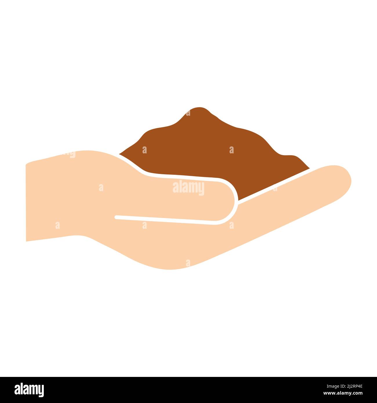 Human hand keep ground. Arm hold brown soil. Agriculture and farm concept. Stock Vector