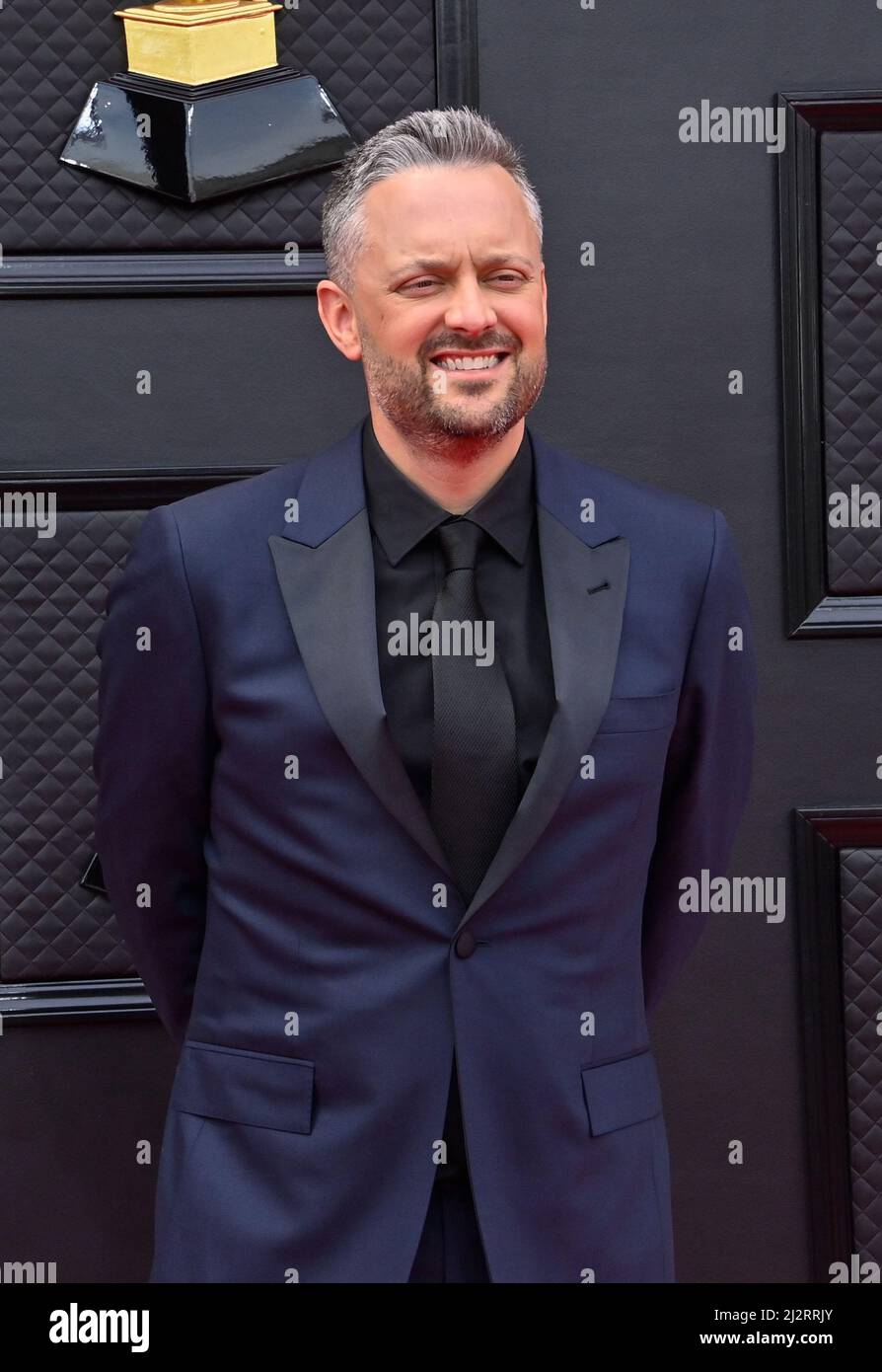 Las Vegas, United States. 03rd Apr, 2022. Nate Bargatze arrives for the 64th annual Grammy