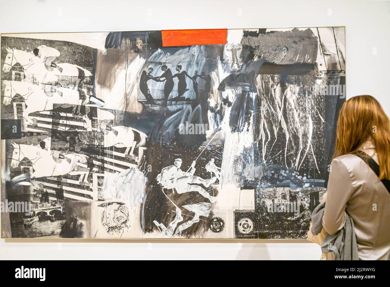 Robert Rauschenberg - Express - 1963. Oil, silkscreen and collage on canvas.Thyssen museum Madrid Stock Photo