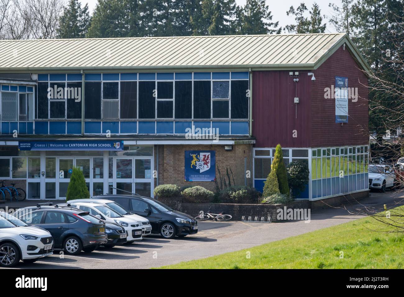 An exterior view of Cantonian High School in Cardiff, Wales, United Kingdom. Stock Photo