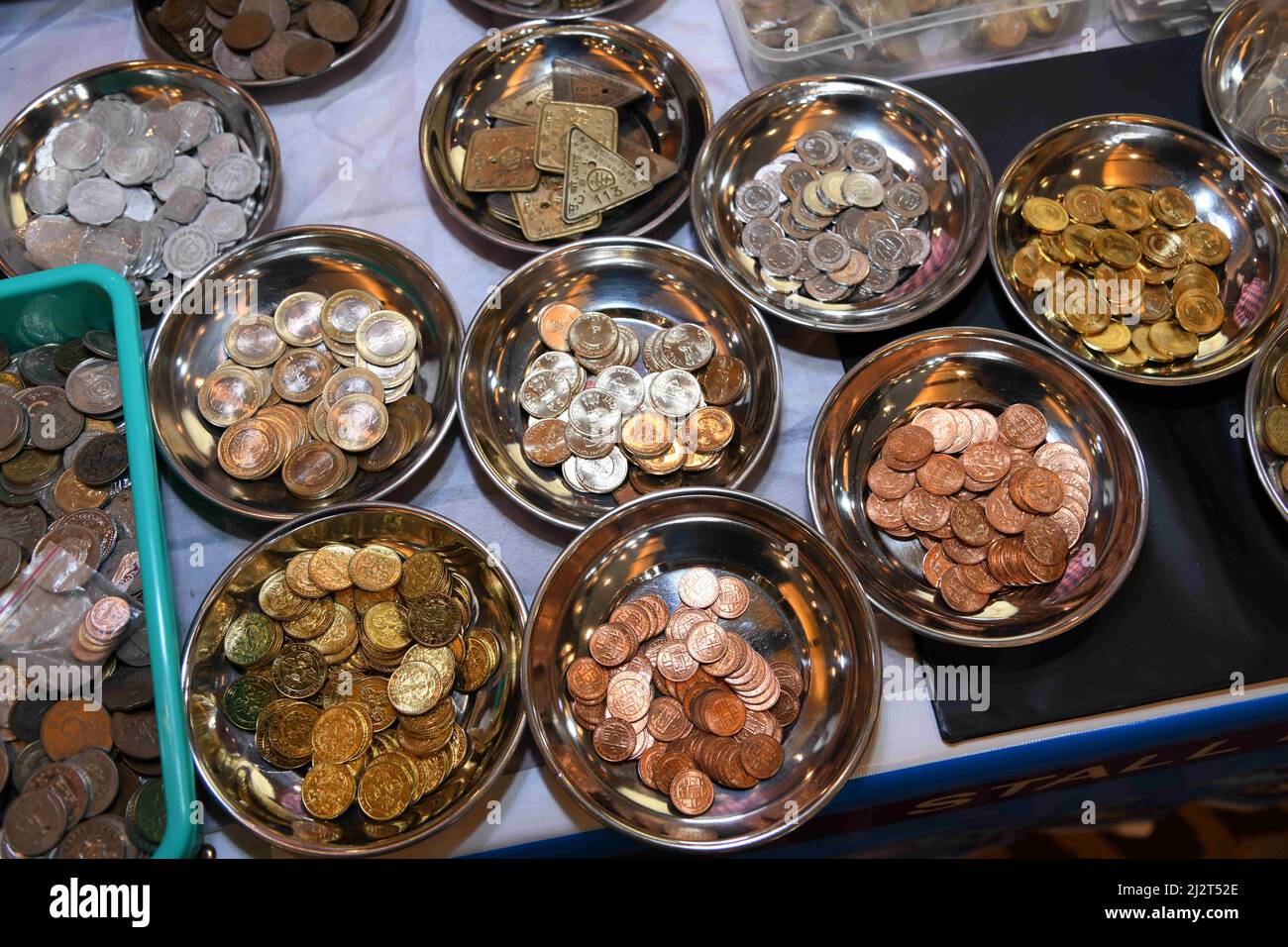 Kolkata, West Bengal, India. 3rd Apr, 2022. Modern coins during the three days duration of a