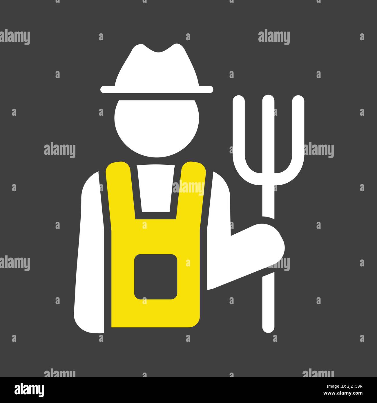 Farmer holding pitchfork isolated vector glyph icon. Graph symbol for ...