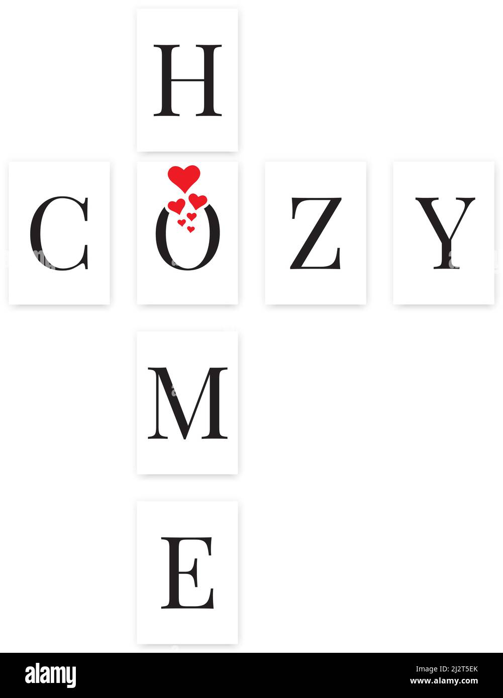 Cozy home. Scrabble words wall art, A4. Scandinavian minimalist poster