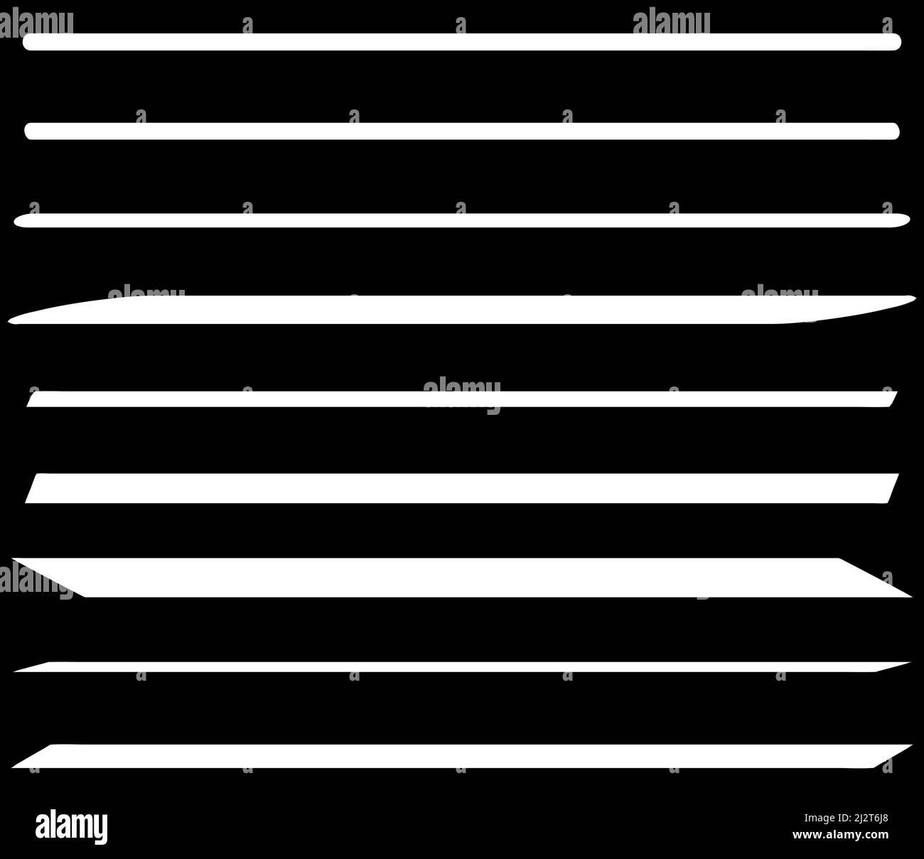 Dynamic drawing lines, stripes template. Horizontal line dividers. Pen