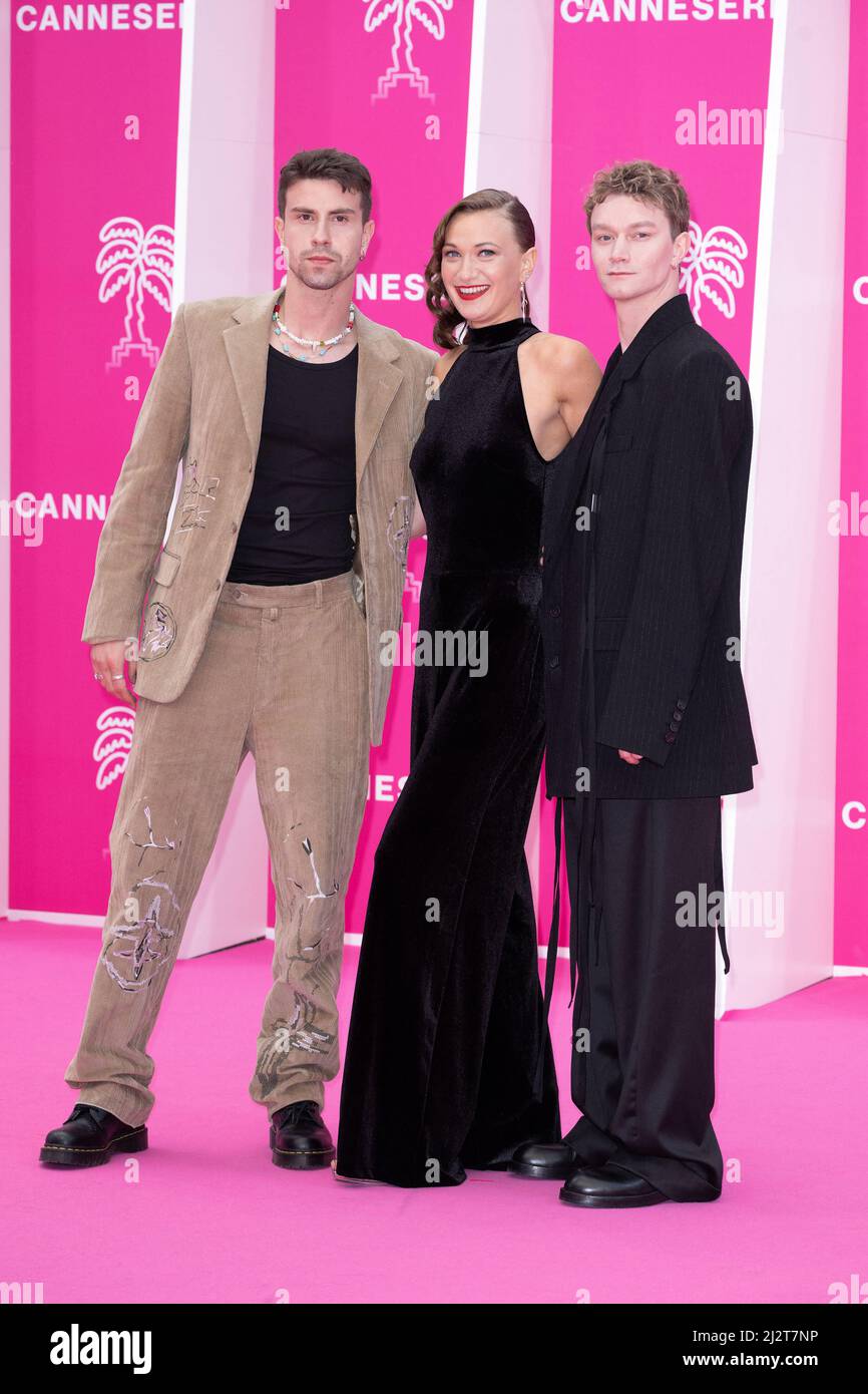 Cannes, France. 03rd Apr, 2022. Aime Claeys, Mona Mina Leon and Tijmen ...