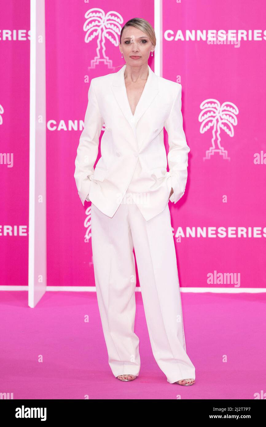 Cannes, France. 03rd Apr, 2022. Anne Marivin attends the pink carpet