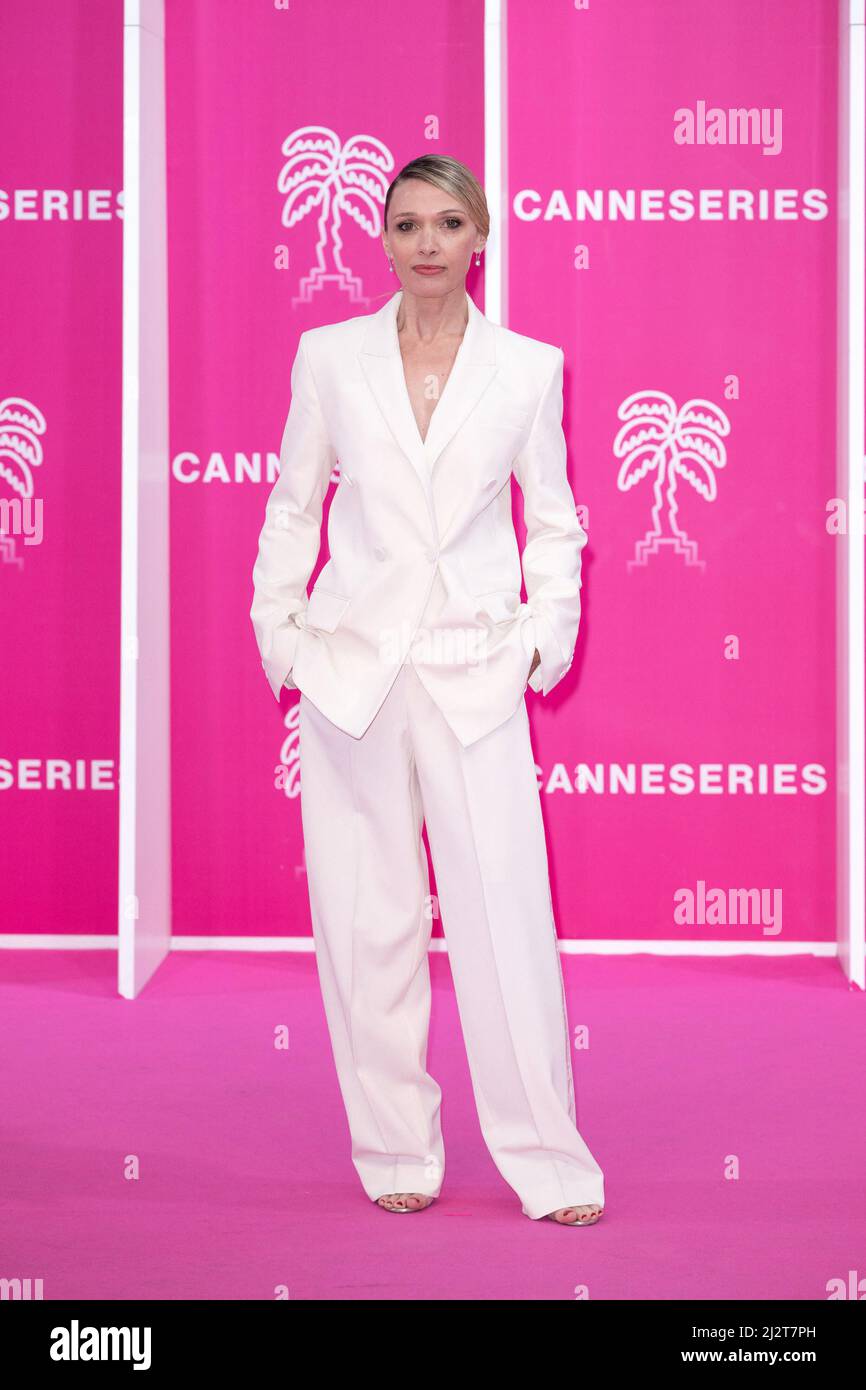 Cannes, France. 03rd Apr, 2022. Anne Marivin attends the pink carpet