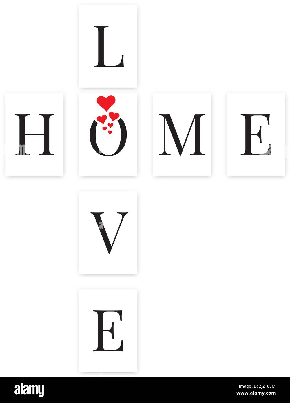 Love, home. Scrabble words wall art, A4. Scandinavian minimalist poster