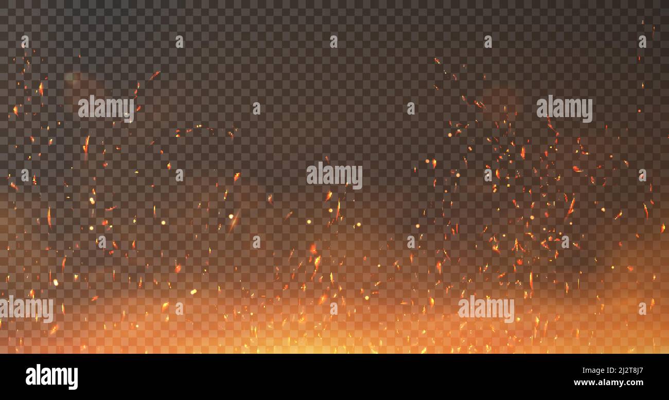 Overlay effect of fire, smoke, sparks of coals Stock Vector