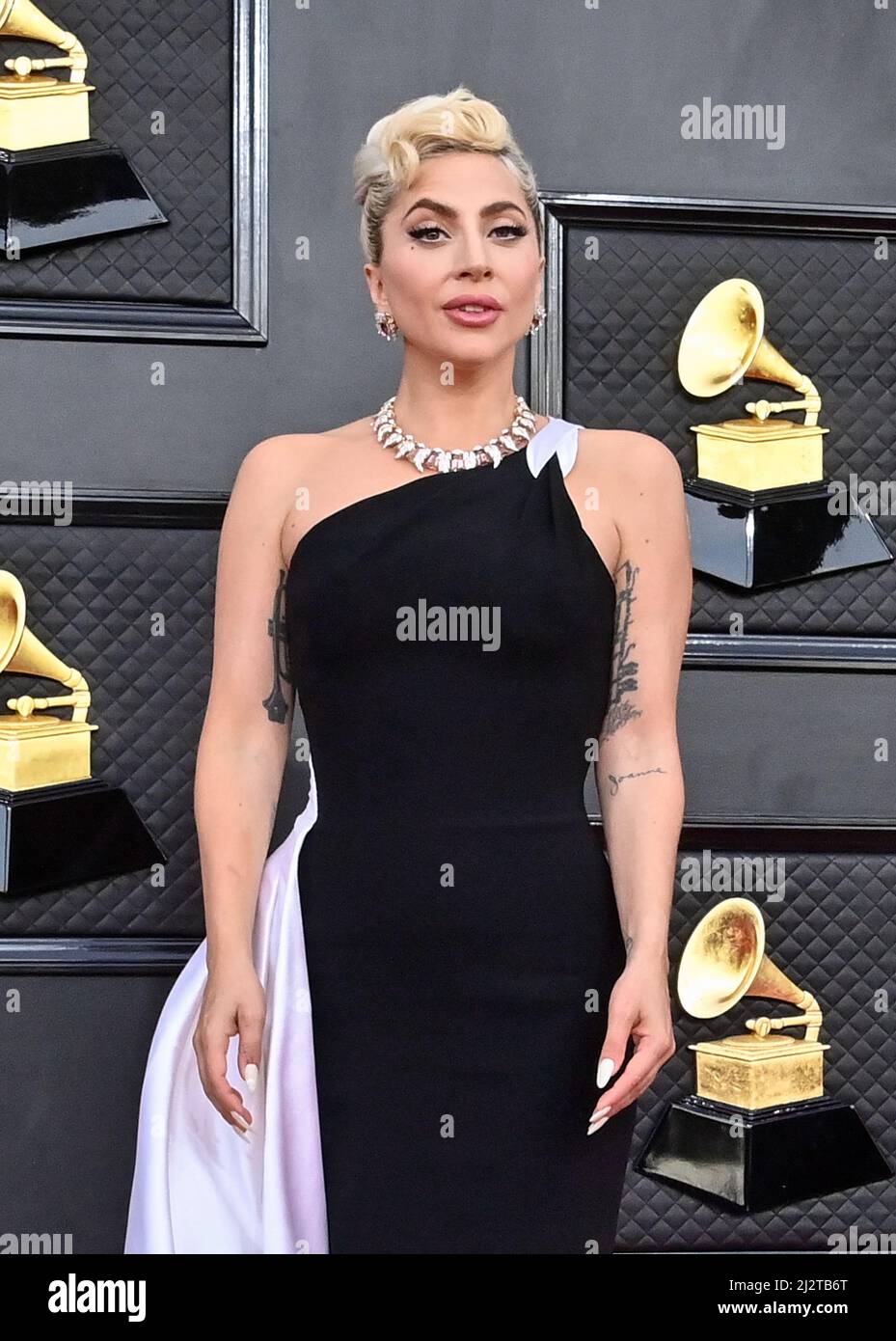 Las Vegas, United States. 03rd Apr, 2022. Lady Gaga arrives for the 64th annual Grammy Awards at the MGM Grand Garden Arena in Las Vegas, Nevada on Sunday, April 3, 2022. Photo by Jim Ruymen/UPI Credit: UPI/Alamy Live News Stock Photo