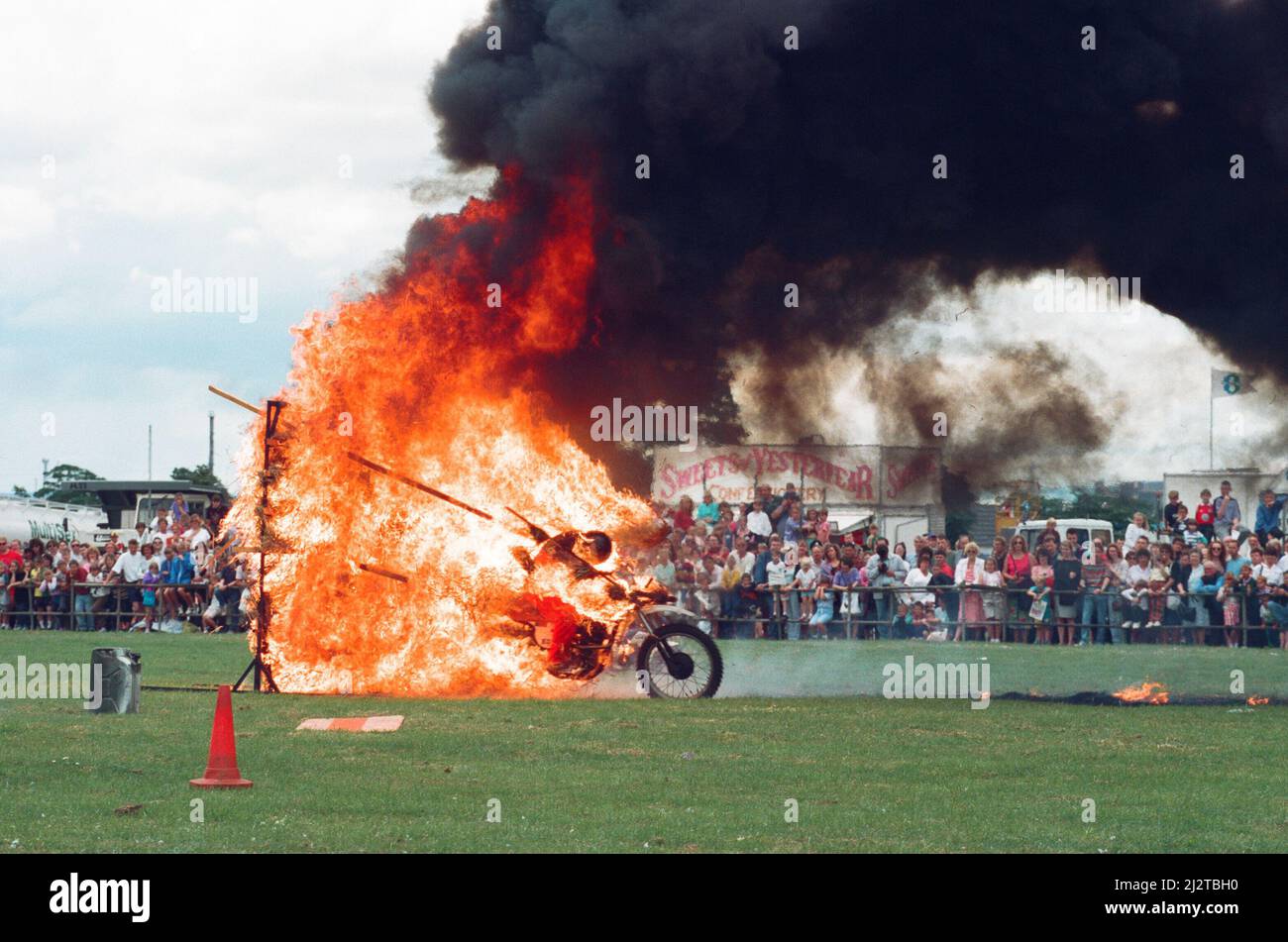 The British Steel Gala -The Magnificent 7 motorcycle team in action. 4th July 1993. Stock Photo