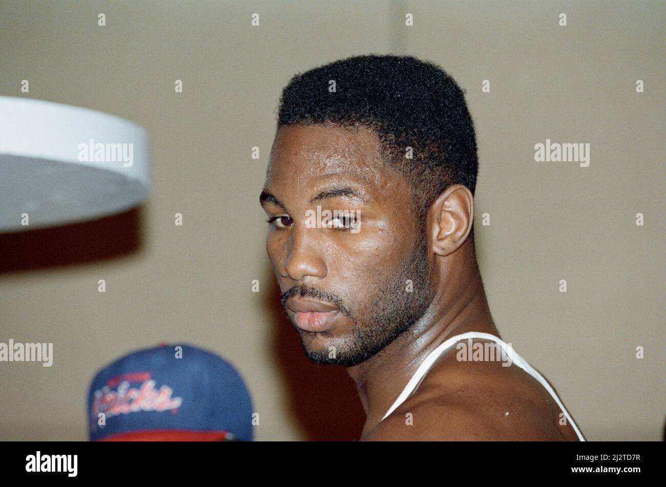 Lennox Lewis training ahead of his world title bout with Tony Tucker.Circa May1993 Stock Photo