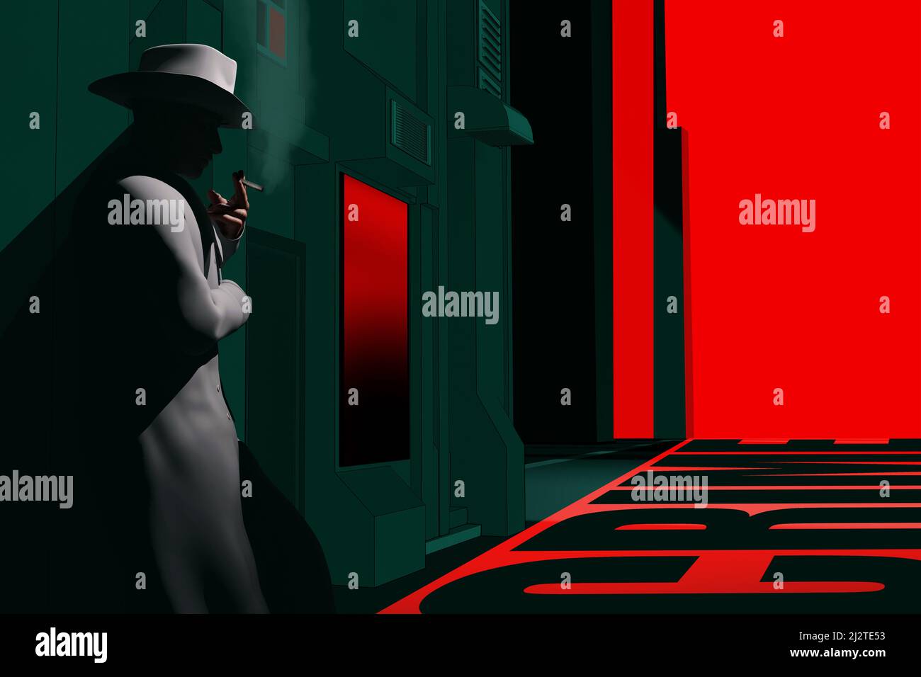 3d render illustration of noir style detective or gangster male in suit ...