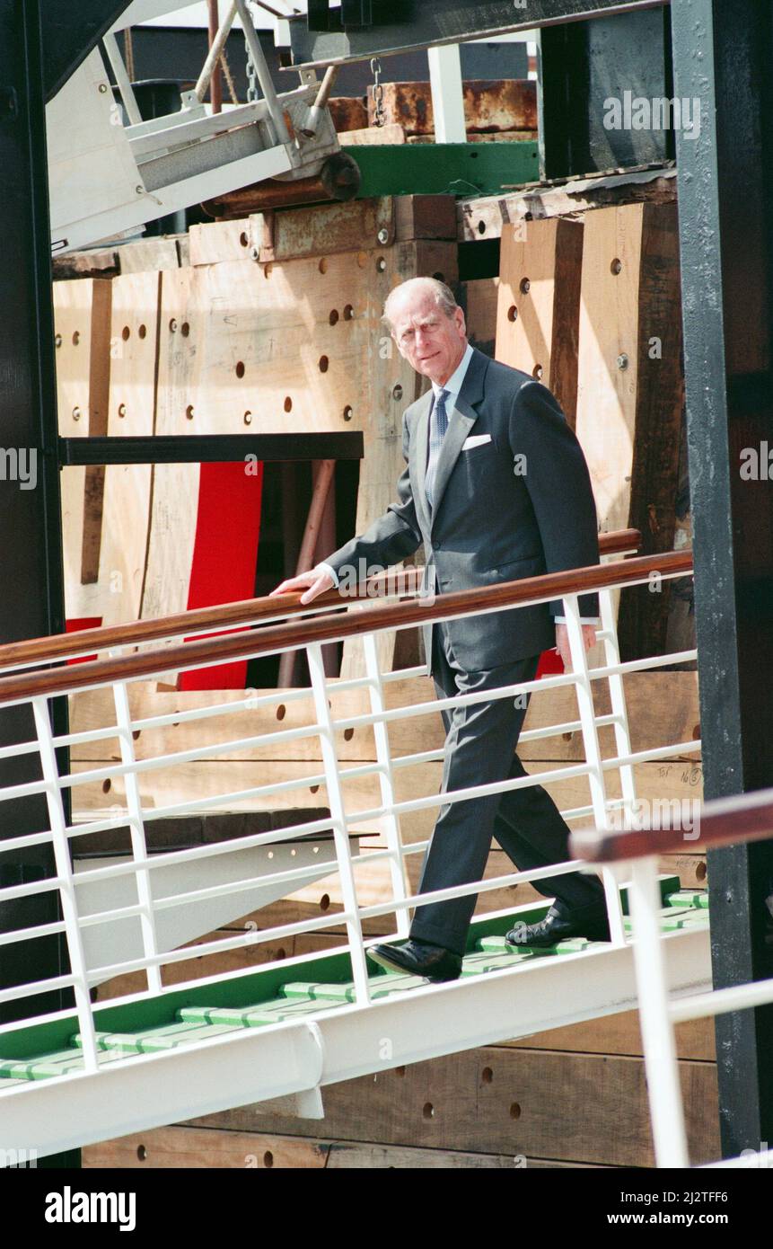 Queen Elizabeth II and Prince Philip visiting Hartlepool Marina. 18th May 1993. Stock Photo