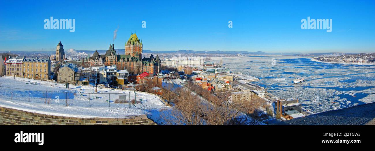 Quebec Background Old Quebec City skyline panorama including Chateau Frontenac and Lower ...