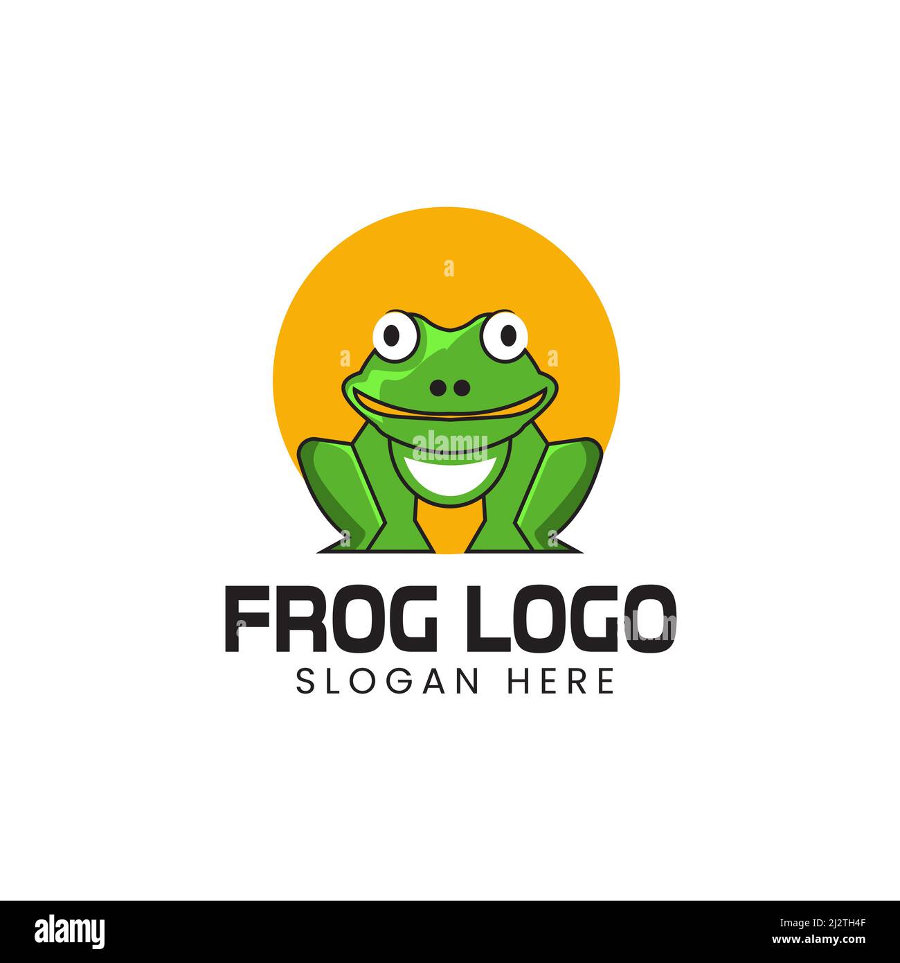 Cartoon styled cartoon frog logo. Line icons and colored versions, front view and profiles. frog illustration or frog vector Stock Vector